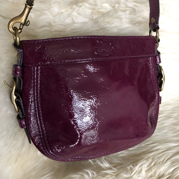Purple Cranberry Coach Patent Leather Mini Bag - Picture 14 of 16